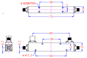 Low Insertion Loss Directional Coupler Fonctionnement vun 1-4GHz JX-DC-1G4G-30SF