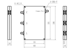 3 Ways Cavity Combiner SMA-F-stik 1429-5250MHz Lavt indføringstab Lille volumen JX-MC3-1429M5250M-20S