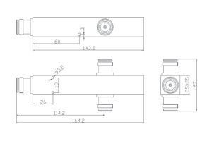 பவர் டிவைடர் 4.3-10-F கனெக்டர் 350-2700MHz JX-PS-2-4310