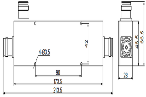 Napájací závitník/spojka 7/16(DIN)-F konektor 698-2700MHz Low PIM JX-PC-698-2700-PT 5^6^7^8^10^13^15