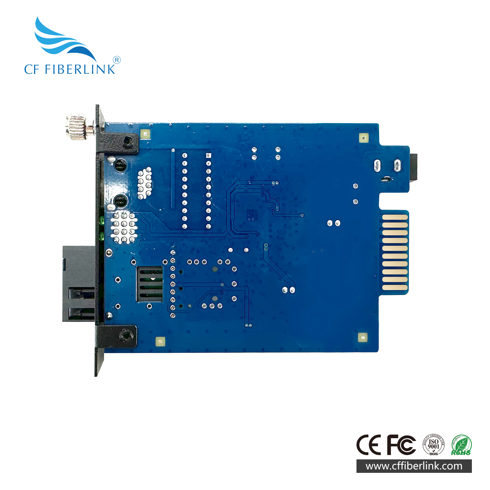 2-port 10/100/1000M 3km Plug-in Media Converter （single-mode single-fiber SC）A-end