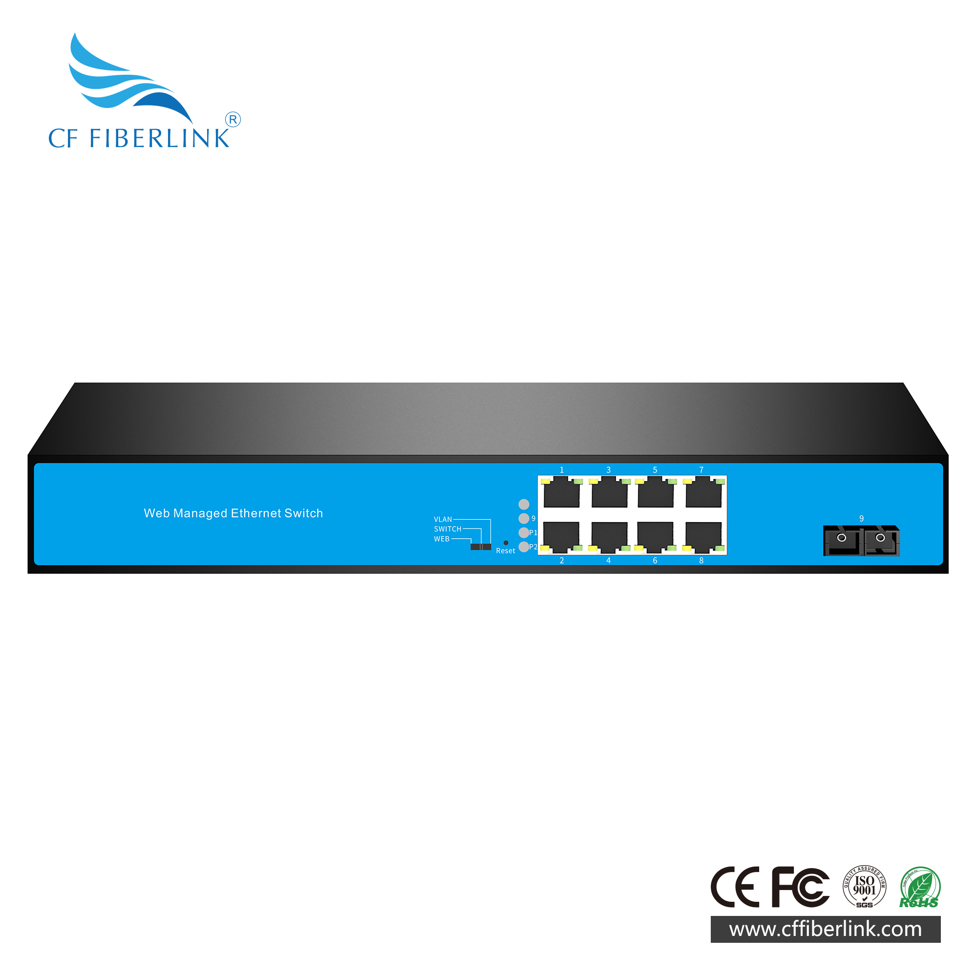 9-port 10/100M/1000M L2 WEB Managed  Ethernet Switch （multi-mode Dual-fiber SC）