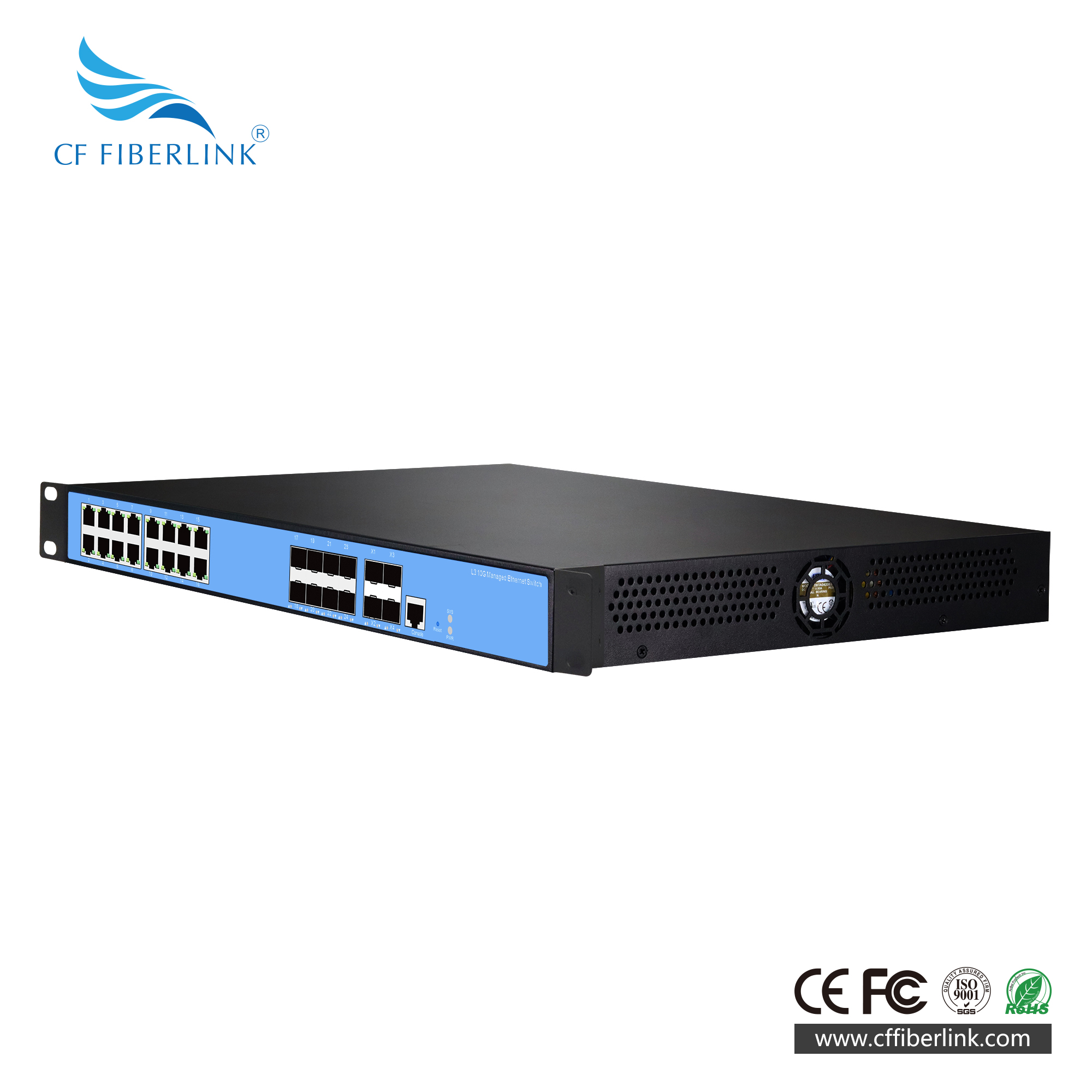 28-port 10G Uplink L3 Managed Ethernet Switch 4-Port 1/10G SFP  16-Port 10/100/1000Base-T RJ45  8-Port 100/1000Base-X SFP