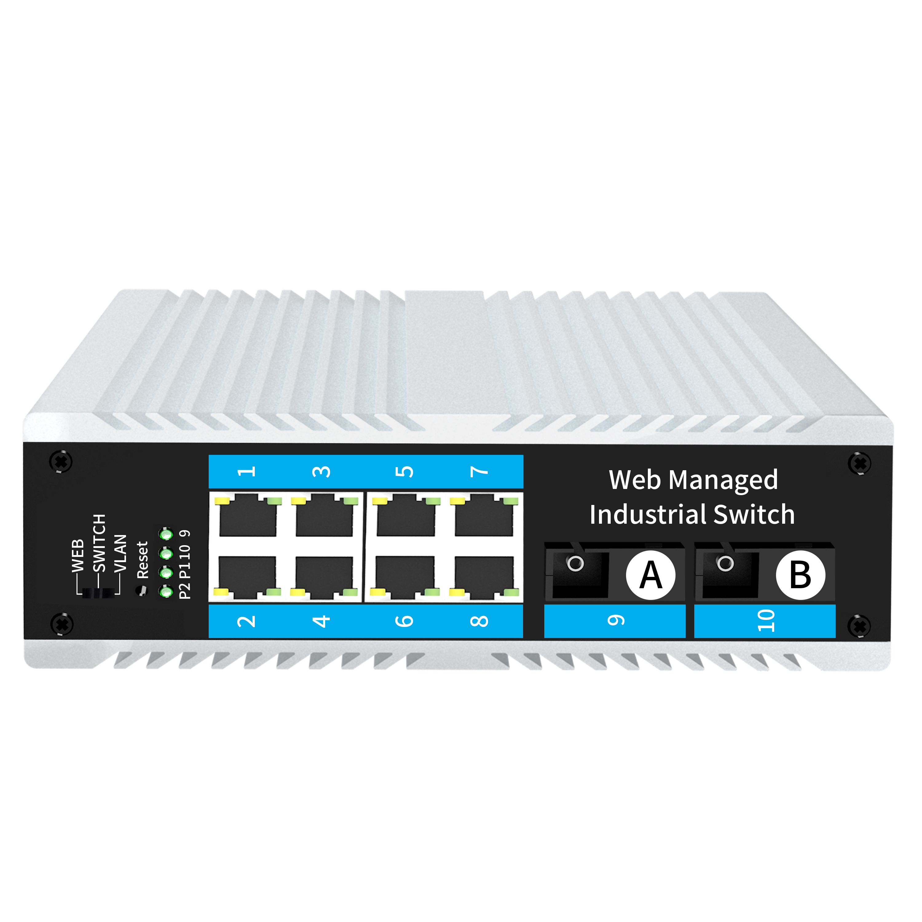 10-port 10/100M/1000M L2 WEB Managed Industrial Ethernet Switch Single mode single fiber