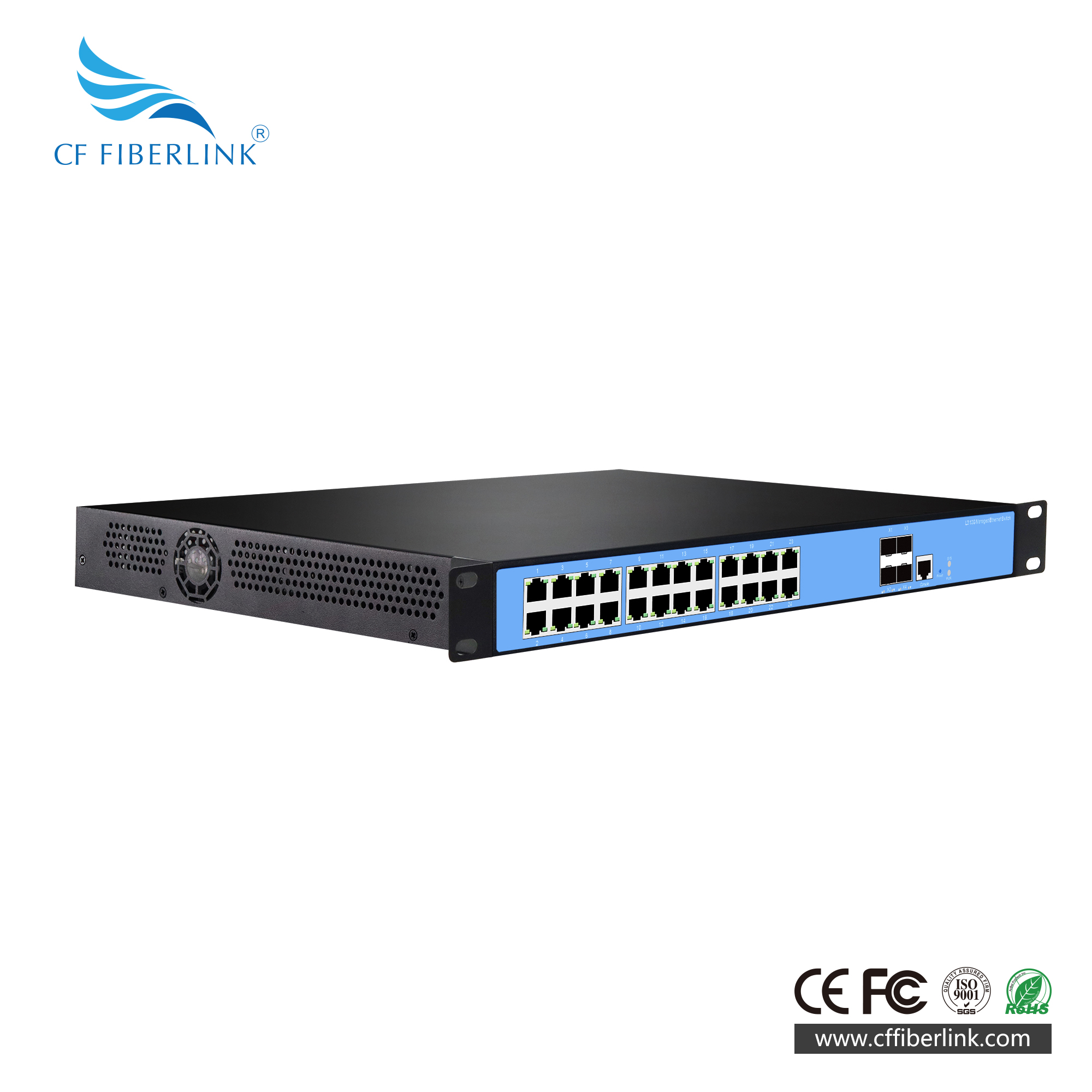 28-port 10G Uplink L3 Managed Ethernet Switch 4-Port 1/10G SFP  24-Port 10/100/1000Base-T RJ45
