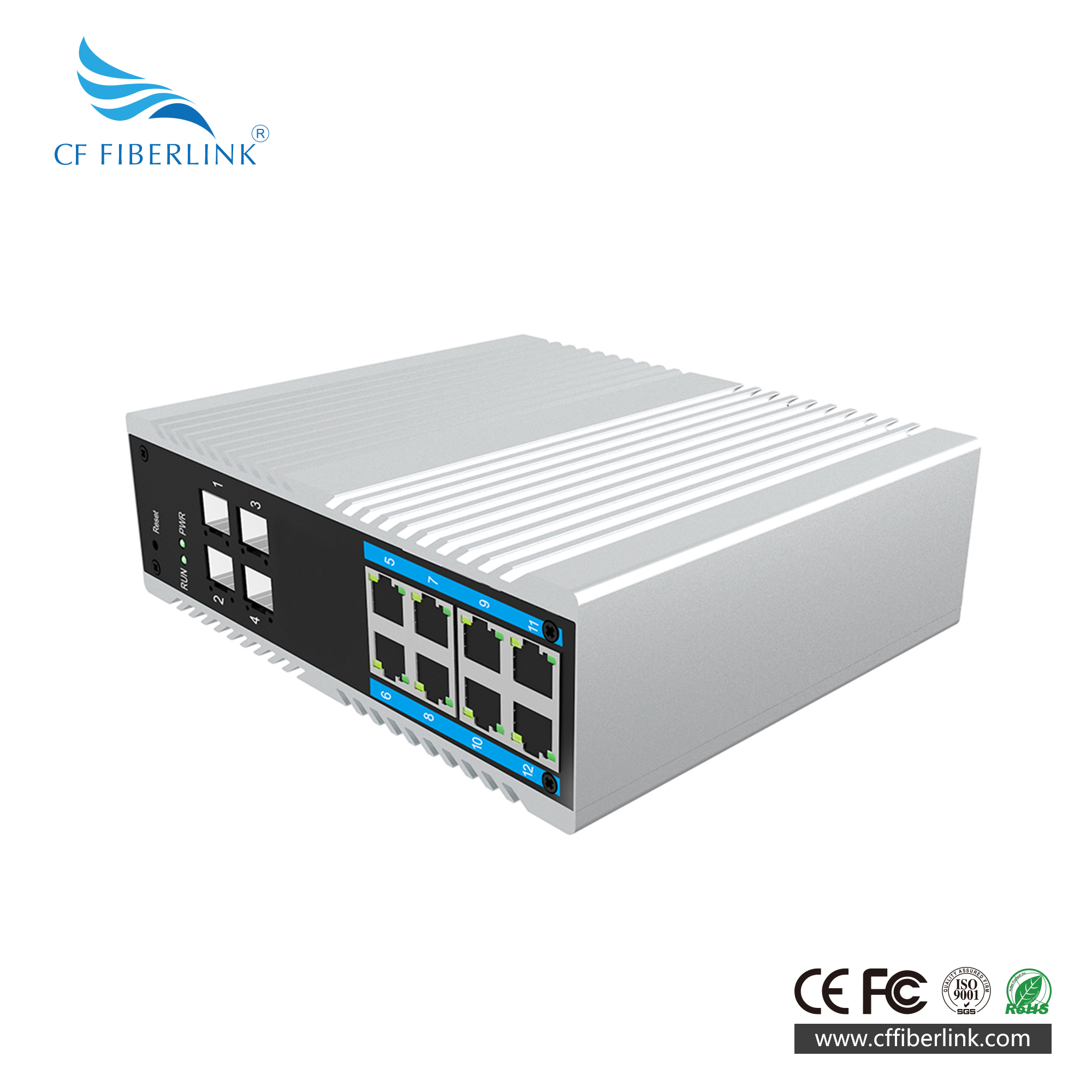 12-port 10/100M/1000M  L2+  Managed Industrial Ethernet Switch
