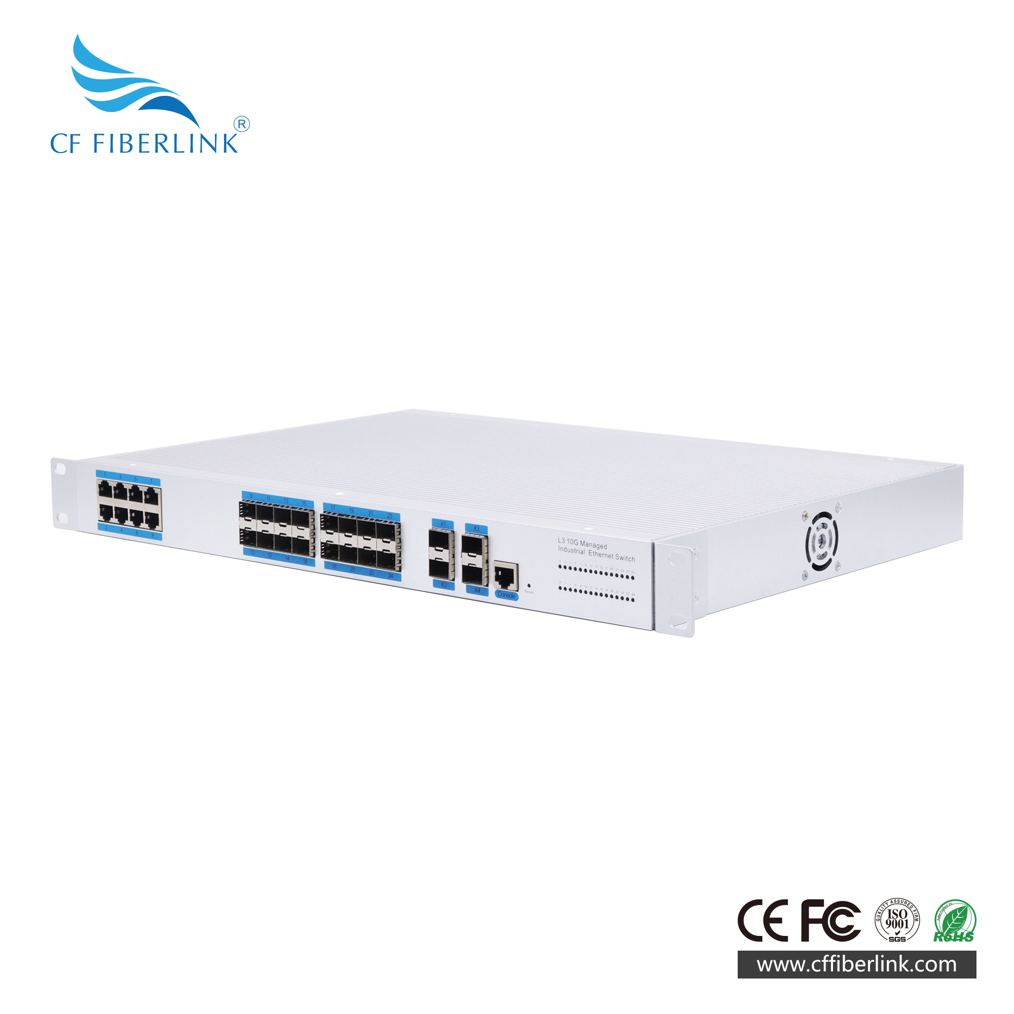 Full gigabit 16 optical 8 electrical 40000 industrial grade L3 network managed switch 6KM lightning protection