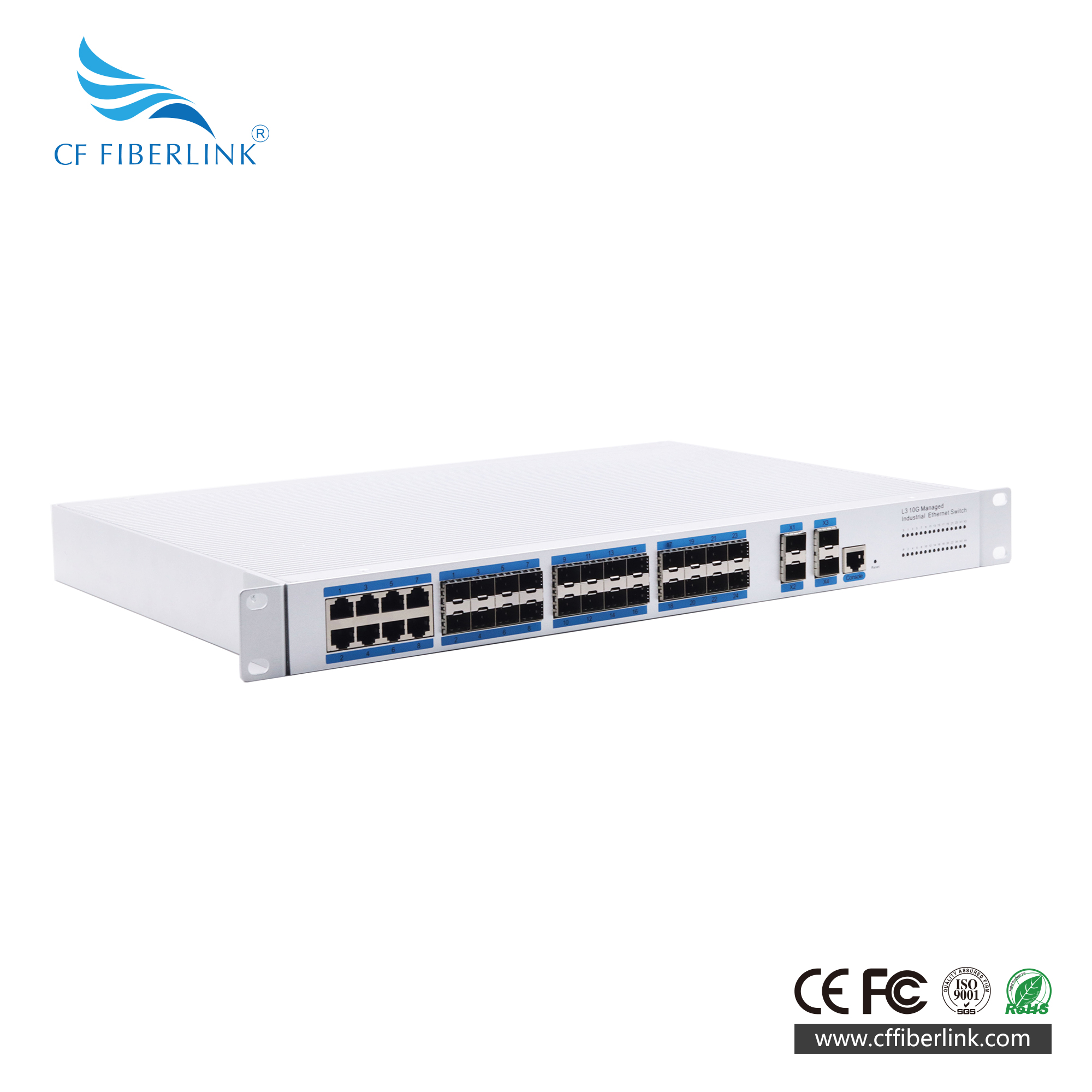 Uplink 36-port L3 Managed Industrial Ethernet Switch 4-Port 1/10G SFP