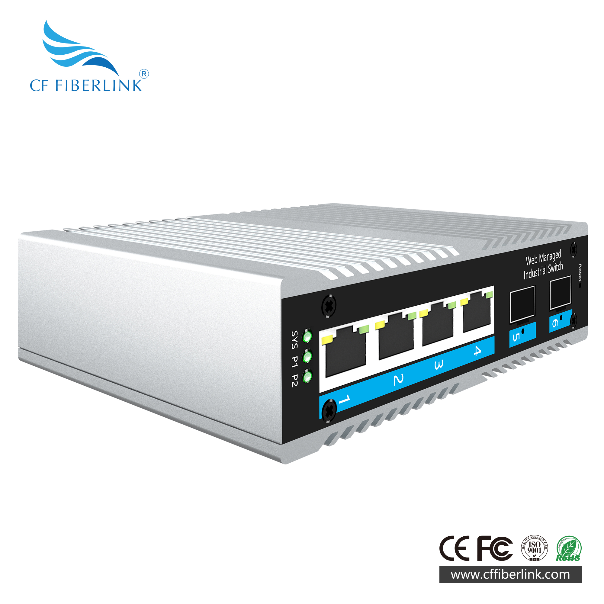 6-port 10/100M/1000M L2 WEB Managed Industrial Ethernet Switch with SFP interface