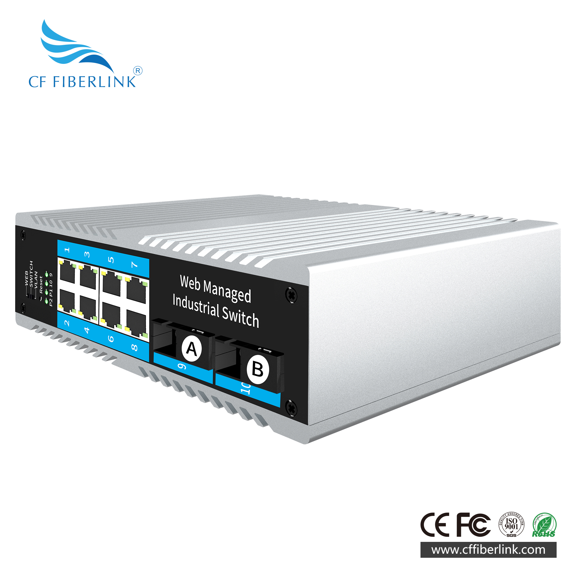 10-port 10/100M/1000M L2 WEB Managed Industrial Ethernet Switch with SFP interface
