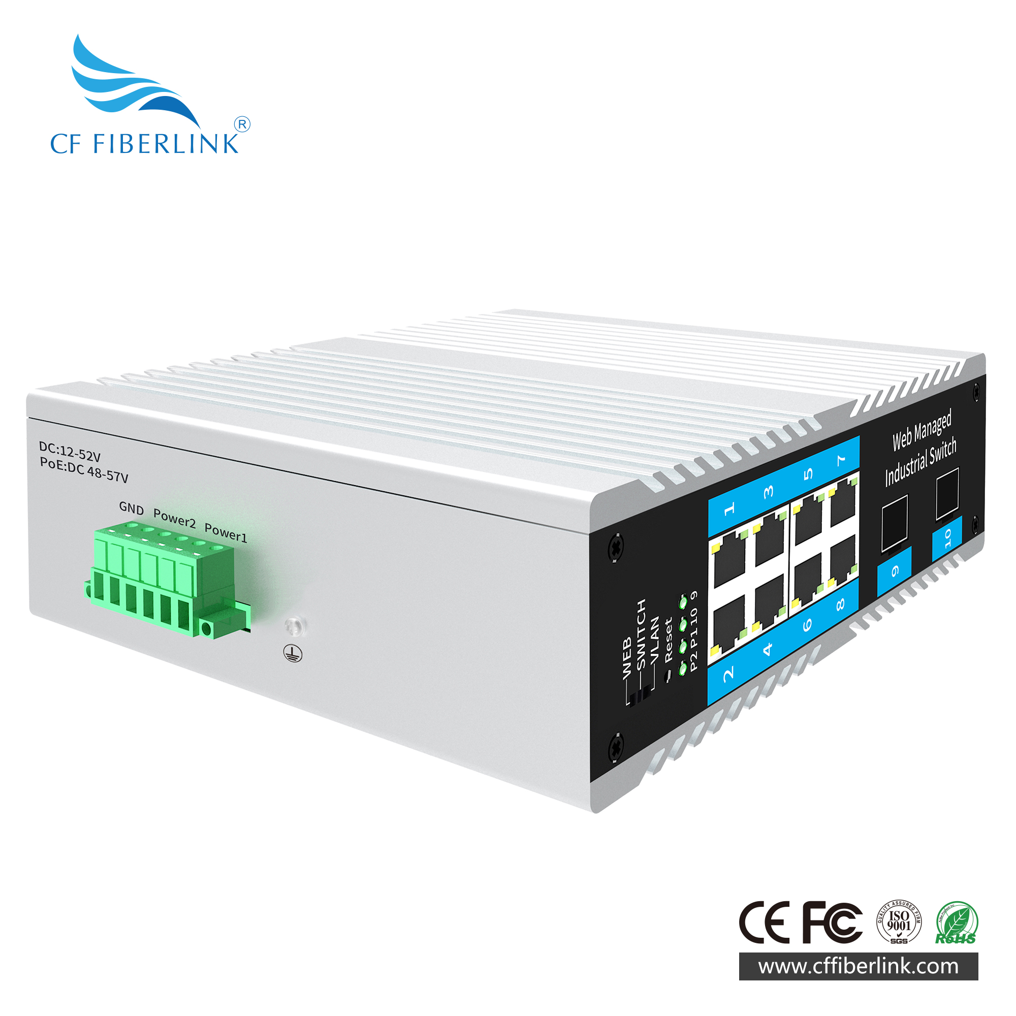 10-port 10/100M/1000M L2 WEB Managed Industrial Ethernet Switch with SFP interface