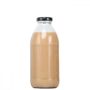 1리터 우유 음료 주스 1000 ml의 금속 나사 뚜껑 투명 유리 병