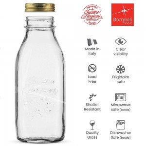 750 ml metal screw lid clear glass bottle for milk beverage juice