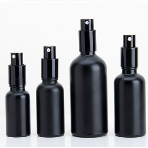 10ml 15ml 20ml 30ml 50ml 100ml Wholesale Matte Frosted Black Essential/Hair Oil Glass Bottle Cosmetic With Pump