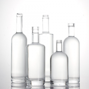 200ml 375ml 500ml 750ml 1000ml trasparente rotondo vuoto vetro selce liquore vino Whisky Vodka bottiglia di tequila con tappo in sughero