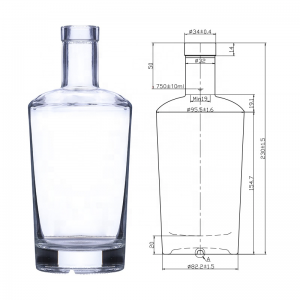 Custom Bar Top Clear Glass Liquor Bottle Rum Vodka Spirit Glass Bottle
