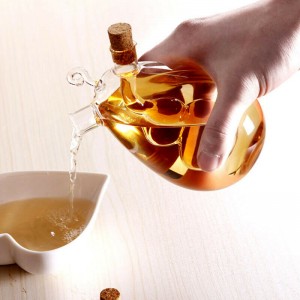 2-Outlet Glass Olive Oil Jar Vinegar Bottle Kitchen Sauce Cruet Dispenser Tool