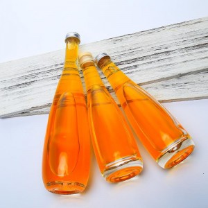 200ml glass juice bottle for food grade packaging empty Orange juice beverage round glass bottle with caps
