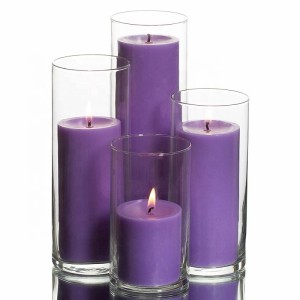 2018 Linlang Wholesale Tall Clear Glass Tube Candle Holders Glass Pillar Candle Holder