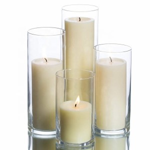 2018 Linlang Wholesale Tall Clear Glass Tube Candle Holders Glass Pillar Candle Holder