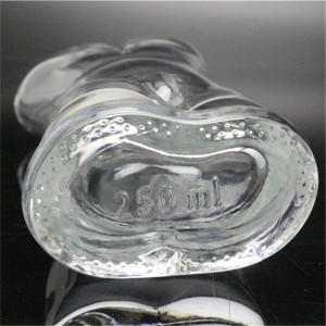 250 ml glasflaska i form av sås med präglad logotyp