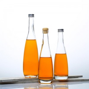 400ml kirkas lasipullo elintarvikekäyttöön pakkaamiseen tyhjä appelsiinimehu juoma pyöreä lasipullo, jossa on korkki