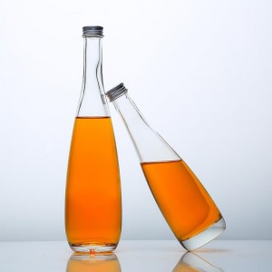 400ml botella de cristal transparente para grao alimentario envases baleiros Zume de laranxa bebida botella de vidro redonda con cortiza