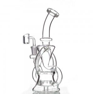 9 Inch Clear Glass Bong Water Pipes Recycler 14mm Joint Tobacco Smoking Bubbler