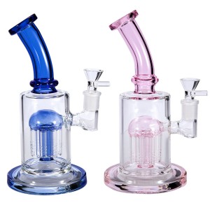 Niestandardowe różowe / niebieskie szklane akcesoria do palenia chwastów bongo fajka wodna fajka tytoniowa