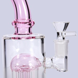 مخصص اليدوية الوردي بونجو الزجاج الاعشاب تدخين أنابيب المياه