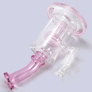 Pipa air merokok bongo kaca bongo merah muda buatan tangan khusus