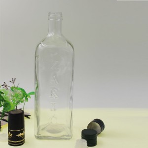Carve Olive Transparent Square Oil Glass Bottle Container