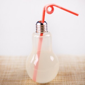 China Suppliers Golden Screw Cap Wholesale Light Bulb Shape Juice glass Beverage Bottle