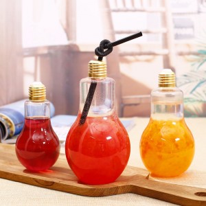 中国サプライヤー黄金のスクリューキャップ卸売電球形状ジュースガラス飲料ボトル