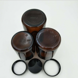 Different Sizes Round Brown Medicine Packaging Glass Bottle with Screw Lid