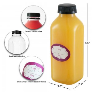 Karāhe Material ko Decal Mata Handling Wholesale Putua Frescor Glass Juice Bottle 300ml