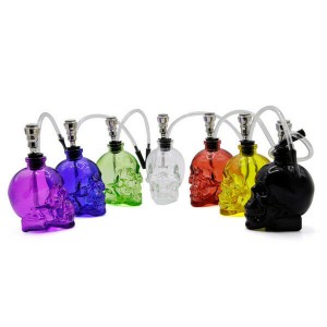 Skull shape recycler bongo glass smoking weed accessories water pipe