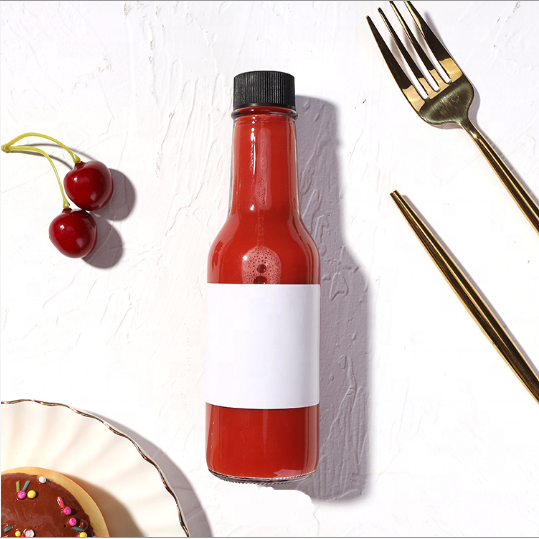 linlang shanghai varmt salg fødevarekvalitet premium glas gennemsigtig glas sauce flaske 5 ounce hot sauce flasker