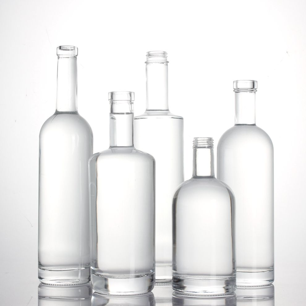 زجاجة النبيذ الزجاجية المستديرة شنغهاي سوبو 700 مل 750 مل زجاجات الخمور مع أغطية المسمار