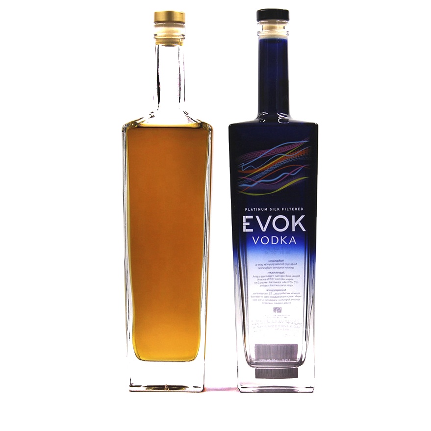 OEM spraying logo printing 1000ml 700ml liquor rum gin tequila empty vodka glass spirit bottle