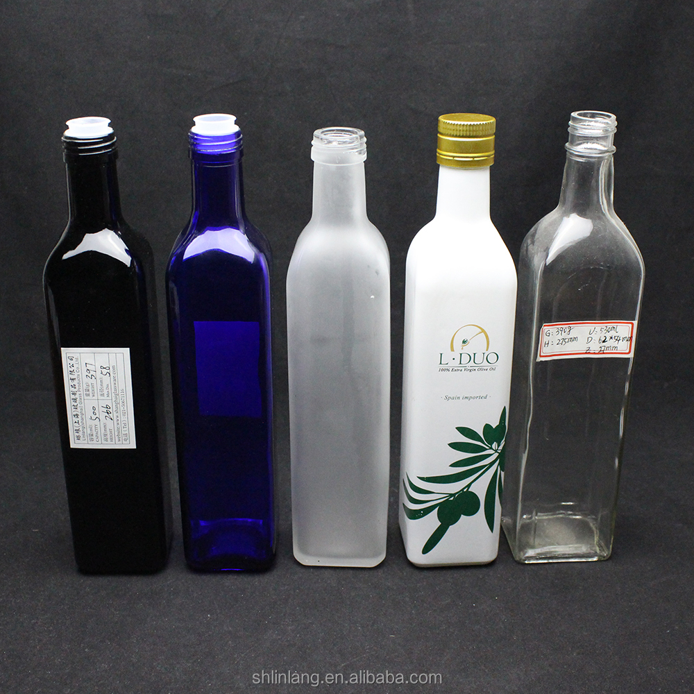 Bottiglie quadrate in vetro di olio d'oliva vergine da 250 ml 500 ml 750 ml 1000 ml