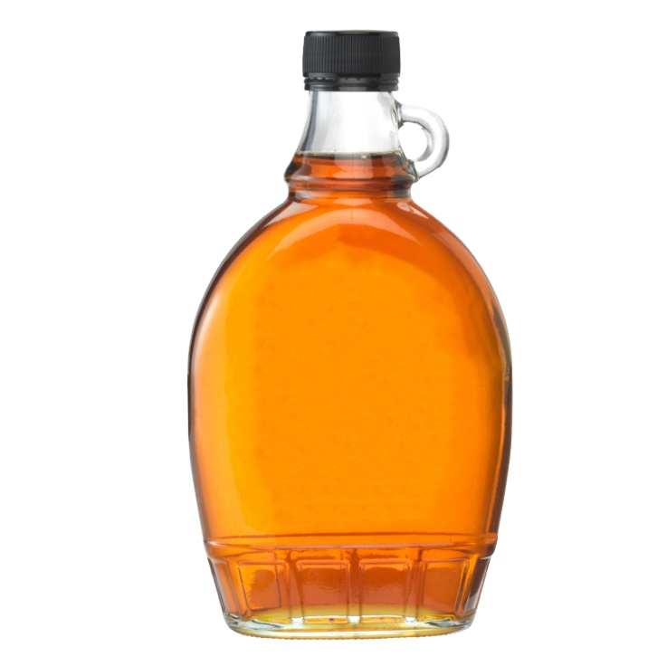 Shanghai Linlang wholesale flat maple syrup glass bottle with glass handle