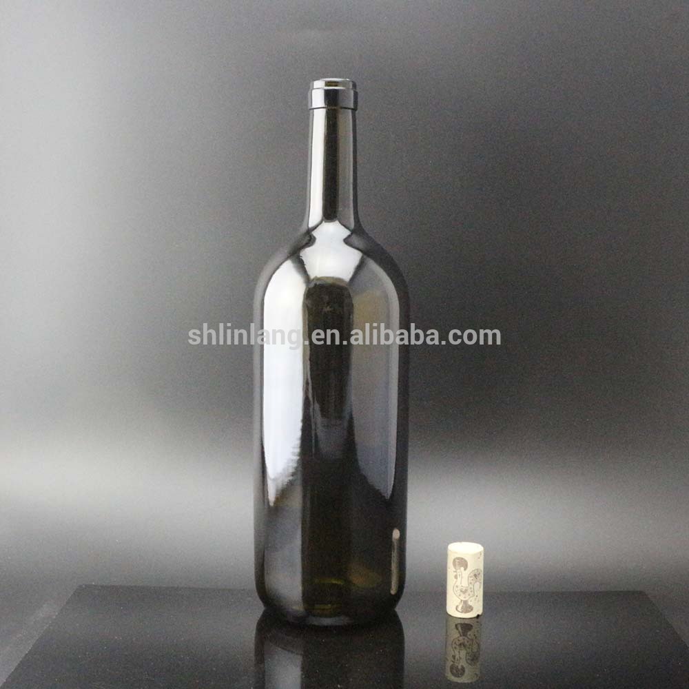 Shanghai Linlang wholesale 1500ml big wine bordeaux dark green glass bottle