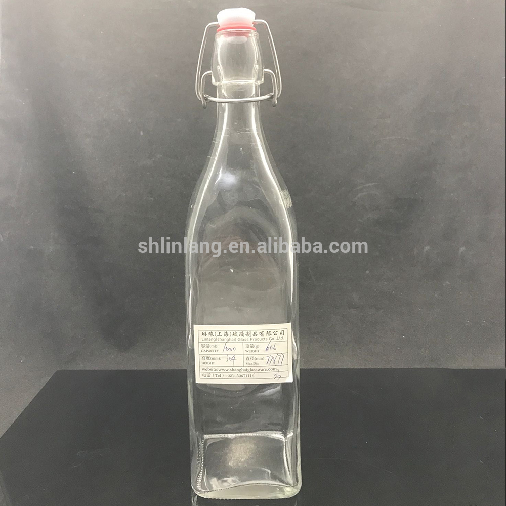 One of Hottest for Clear Plastic Bottles With Caps - Shanghai Linlang wholesale customized logo available swing top 1 liter glass milk beverages bottle – Linlang