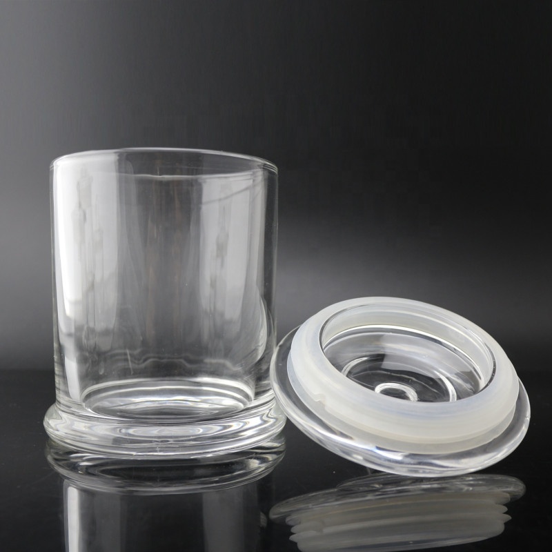 Linlang Shanghai Airtight Seal Odorless Clear Libbey Candle Glass Jars With Knob Lid For Candle Making