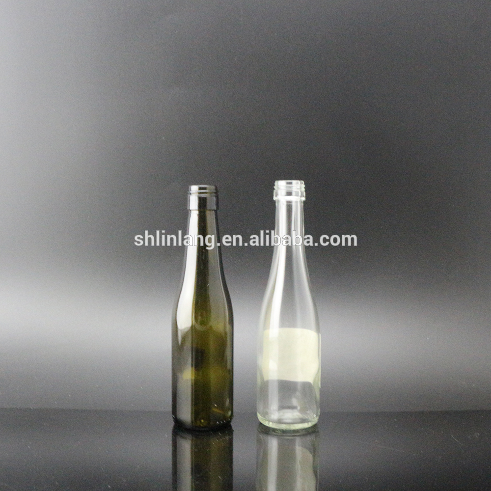 Shanghai Linlang wholesale 100ml clear and dark green mini glass wine bottle