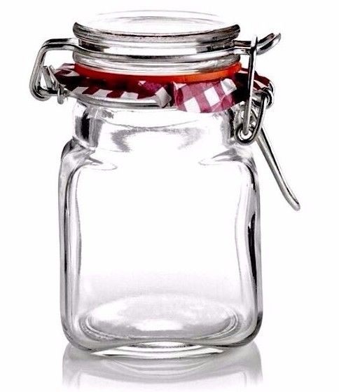 Small Medium Large Glass Jar Square Airtight 150ml Clip Top Glass Storage Honey Jars Airtight Lid Preserve Chutney Pickles