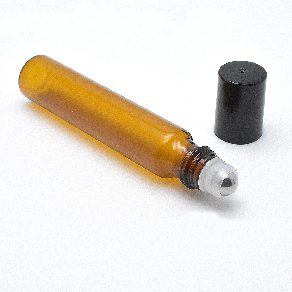 Brugerdefinerede 5 ml ravfarvet roll på glasflaske 10ml 3ml 5ml med rustfrit stål valse og hætte