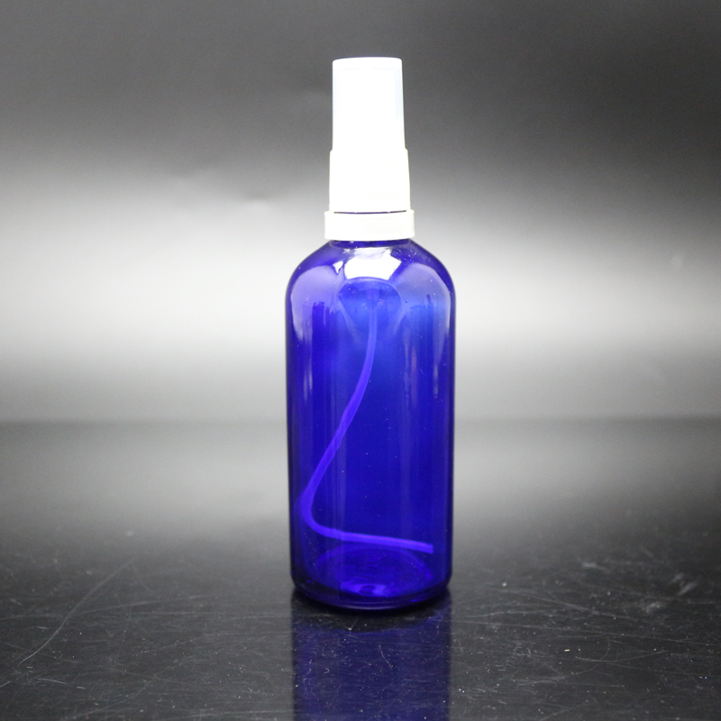 100ml BLUE GLASS Bottles with White ATOMISER Sprays Essential Oil Aromatherapy Use