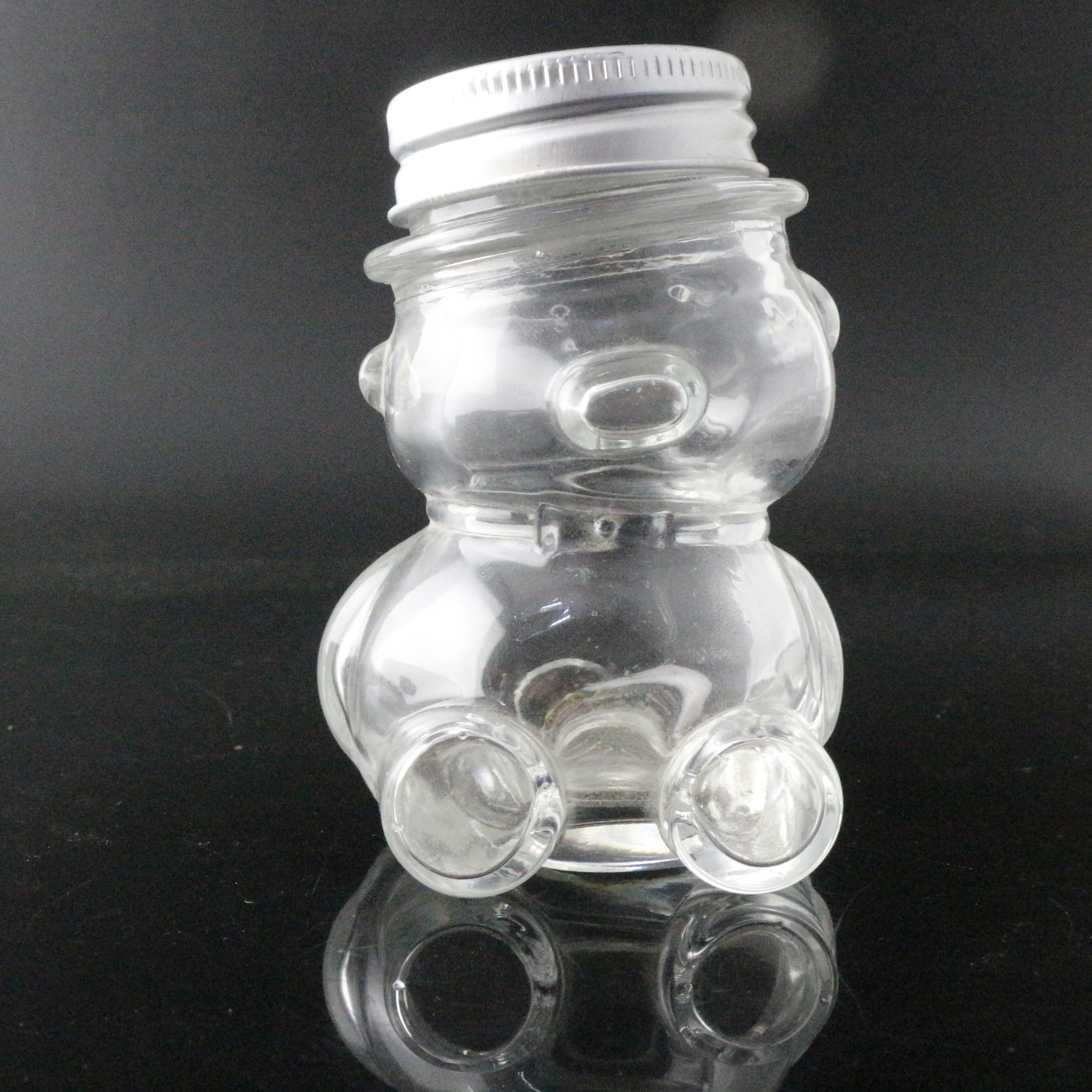 OEM Manufacturer Fancy Bottles And Jars - 9 oz Honey Bear Shaped Candy Glass Jar Glass Bottle With Black White Gold Metal Lid 8oz 7oz 6oz 5oz 4oz 3oz 2oz 1oz – Linlang